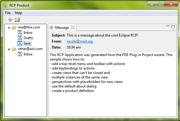 Tampilan Aplikasi RCP dari RCP Mail Template